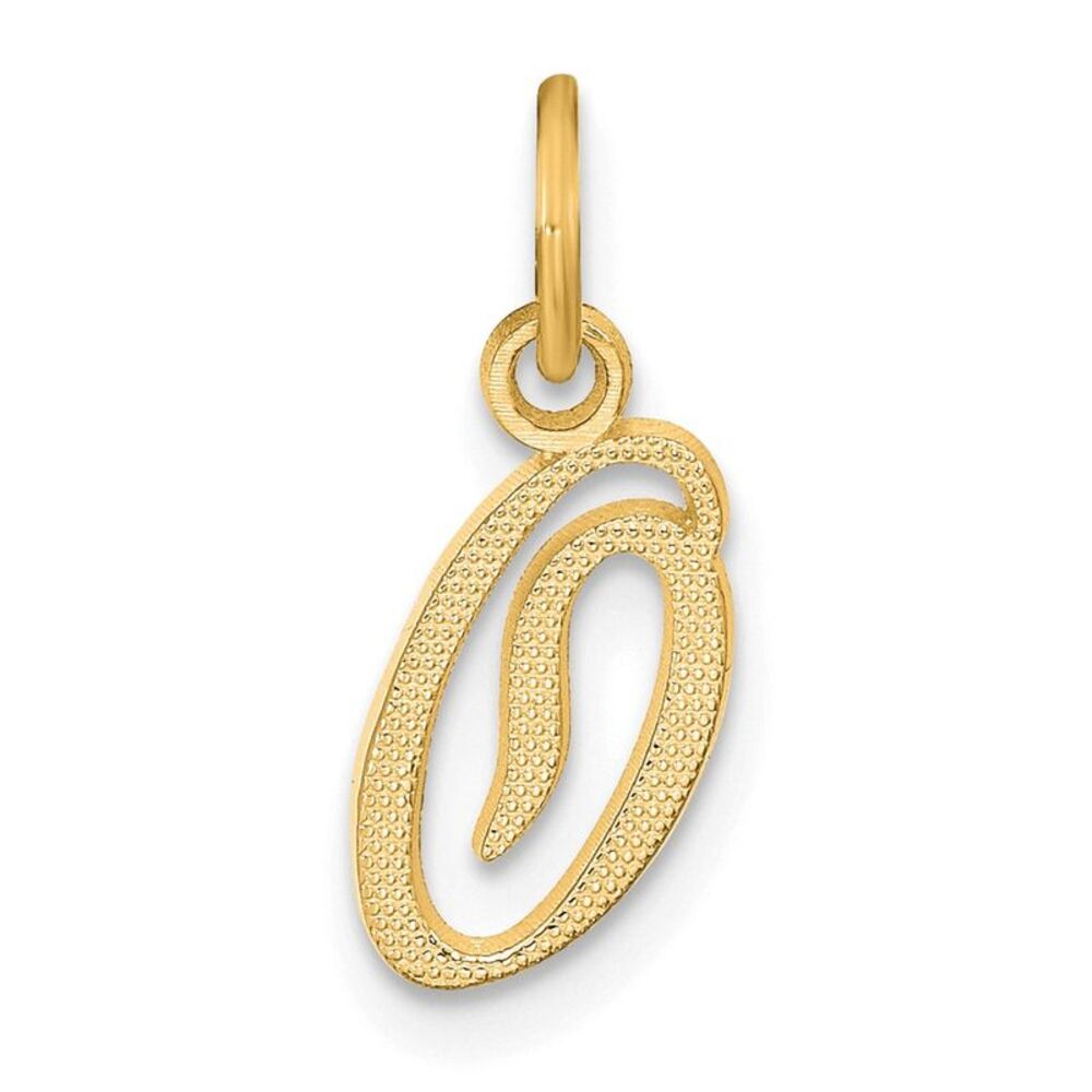 14k Yellow Gold Script Letter O Initial Charm - image 1